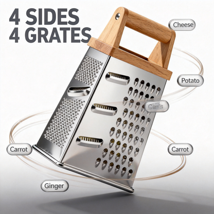 ✅ 🧀 Stainless Steel Multi-Function Grater — Versatile Kitchen Tool For Effortless Food Preparation