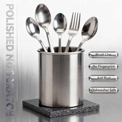 🍴 Timeless Kitchen Elegance — Premium Stainless Steel Utensil Holder Designed for Organized Culinary Spaces