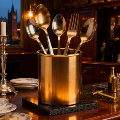 🍴 Timeless Kitchen Elegance — Premium Stainless Steel Utensil Holder Designed for Organized Culinary Spaces