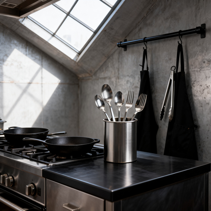 🍴 Timeless Kitchen Elegance — Premium Stainless Steel Utensil Holder Designed for Organized Culinary Spaces