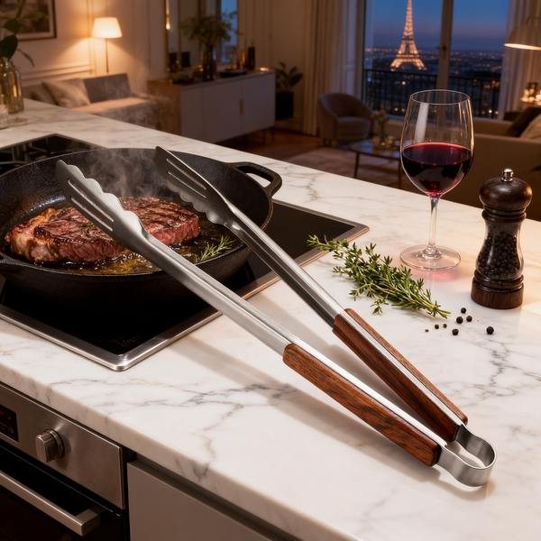 🔥 Crafted Culinary Moments — Premium Wooden Handle Kitchen Tongs Designed for Precision Cooking