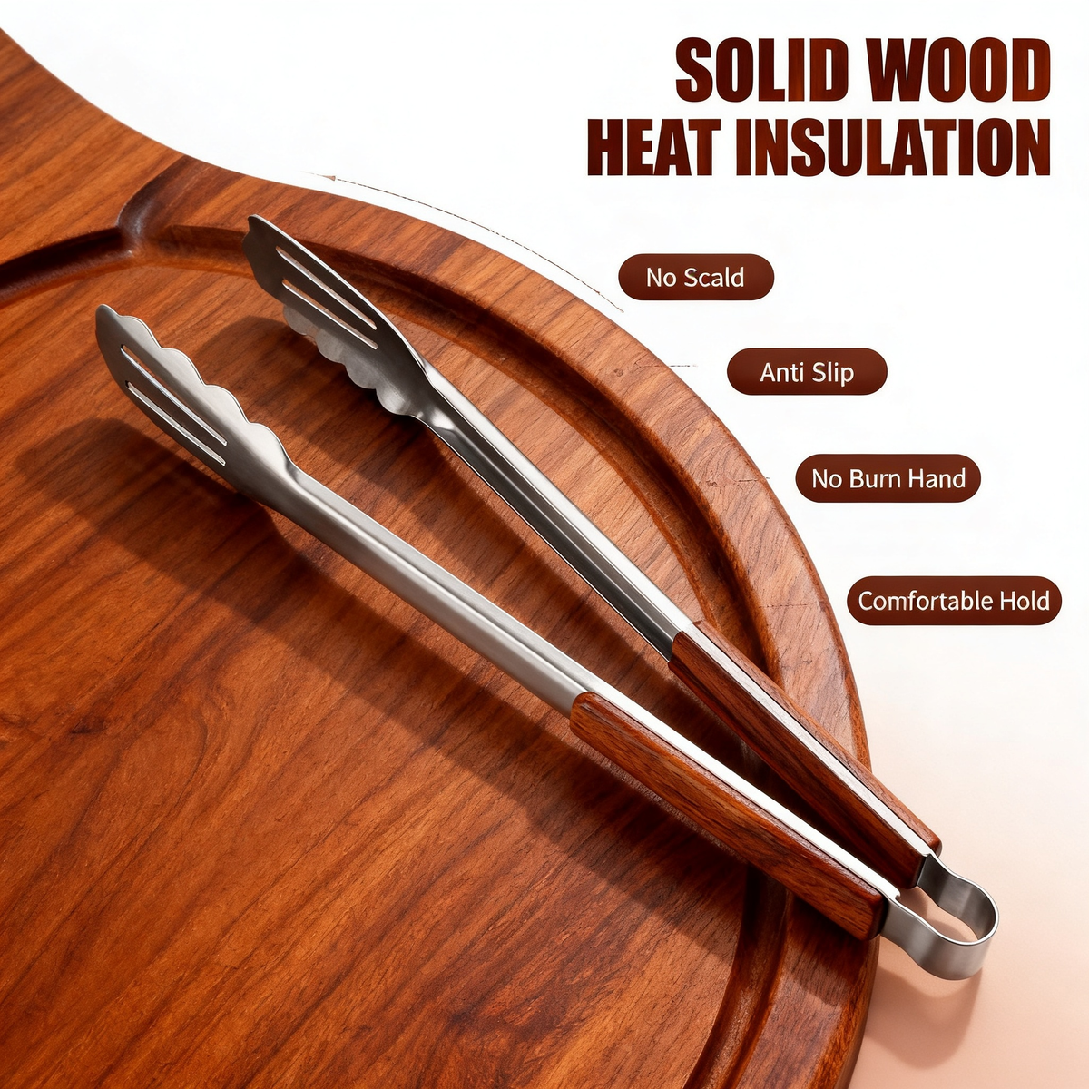 🔥 Crafted Culinary Moments — Premium Wooden Handle Kitchen Tongs Designed for Precision Cooking
