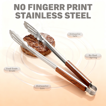 🔥 Crafted Culinary Moments — Premium Wooden Handle Kitchen Tongs Designed for Precision Cooking