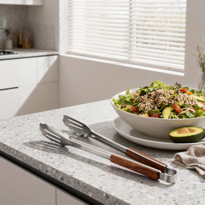 🔥 Crafted Culinary Moments — Premium Wooden Handle Kitchen Tongs Designed for Precision Cooking