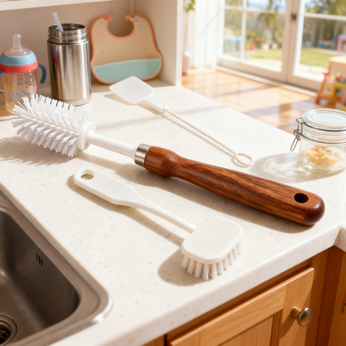 🧽 Natural Cleaning Ritual — Premium Wooden Handle Brush Set Designed for a More Beautiful Home