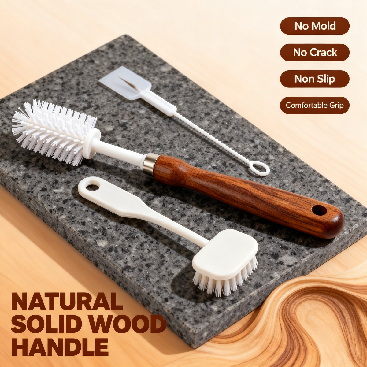 🧽 Natural Cleaning Ritual — Premium Wooden Handle Brush Set Designed for a More Beautiful Home
