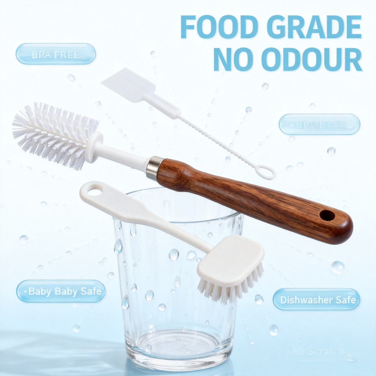 🧽 Natural Cleaning Ritual — Premium Wooden Handle Brush Set Designed for a More Beautiful Home