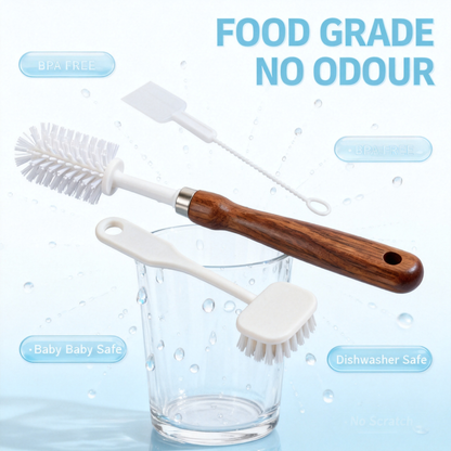 🧽 Natural Cleaning Ritual — Premium Wooden Handle Brush Set Designed for a More Beautiful Home