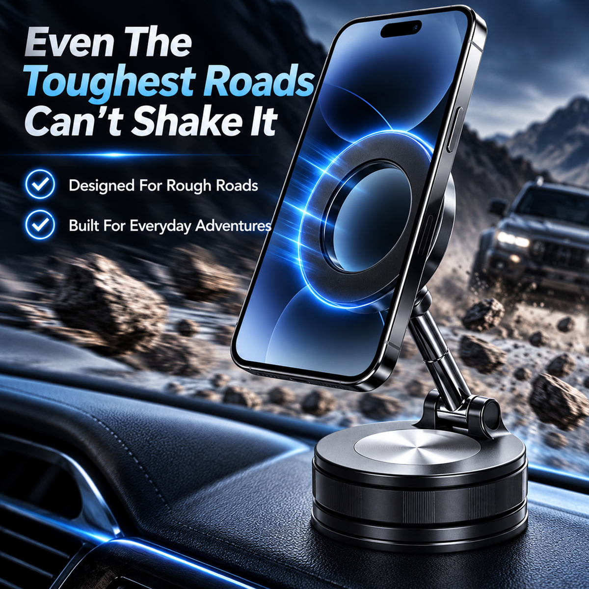 📱360° Vacuum Magnetic Phone Mount – Adjustable Phone Holder for Car, Desk & Home