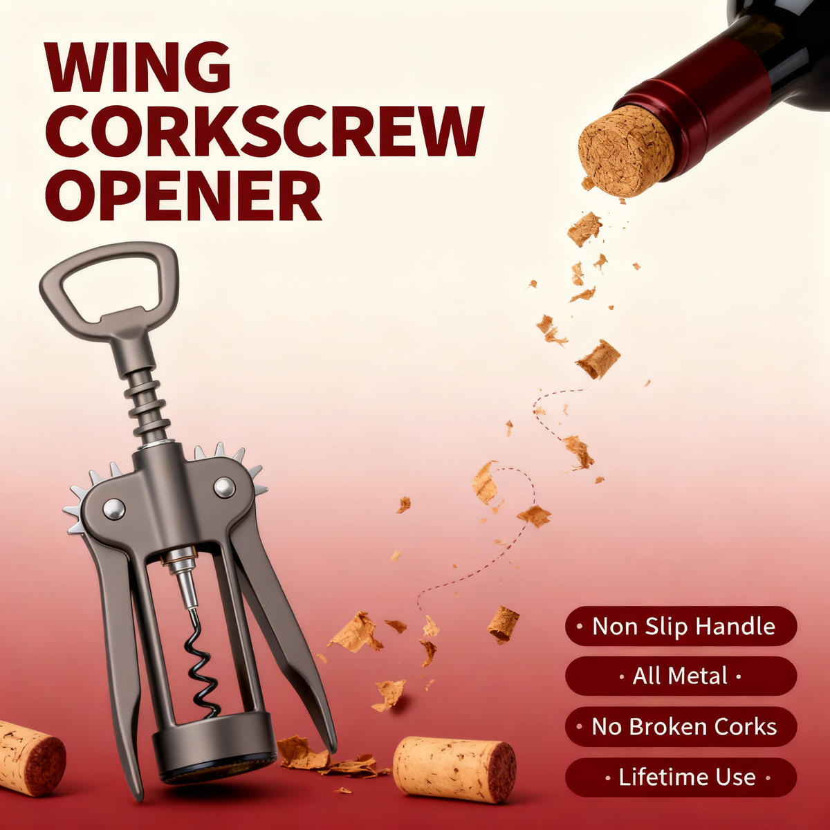 🍷 Spiral Wine Opener With Smooth Cork Removal Design — Elegant Bar & Kitchen Accessory