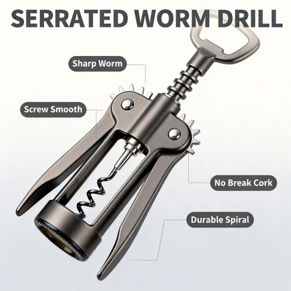 🍷 Spiral Wine Opener With Smooth Cork Removal Design — Elegant Bar & Kitchen Accessory
