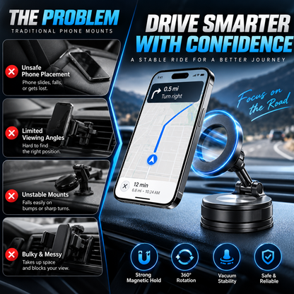 📱360° Vacuum Magnetic Phone Mount – Adjustable Phone Holder for Car, Desk & Home