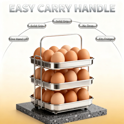 🥚 3-Tier Stainless Steel Egg Holder — Space Saving Kitchen Storage Rack For Fresh Eggs