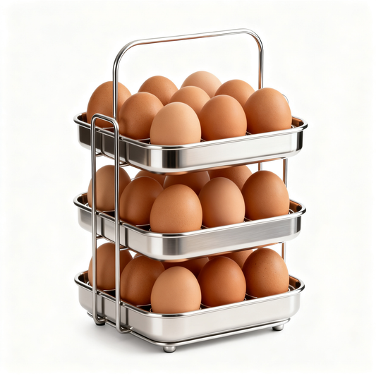🥚 3-Tier Stainless Steel Egg Holder — Space Saving Kitchen Storage Rack For Fresh Eggs
