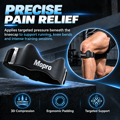 MoproPrecision Knee Support Strap – 2026 Upgraded Patella Support Band  Adjustable, Non-Slip, Shock-Absorbing & Breathable Knee Support for Running, Cycling & Fitness