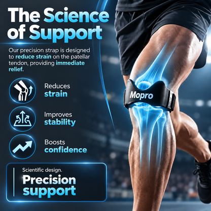MoproPrecision Knee Support Strap – 2026 Upgraded Patella Support Band  Adjustable, Non-Slip, Shock-Absorbing & Breathable Knee Support for Running, Cycling & Fitness