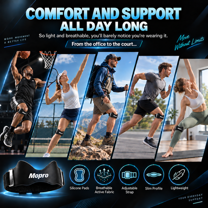 MoproPrecision Knee Support Strap – 2026 Upgraded Patella Support Band  Adjustable, Non-Slip, Shock-Absorbing & Breathable Knee Support for Running, Cycling & Fitness