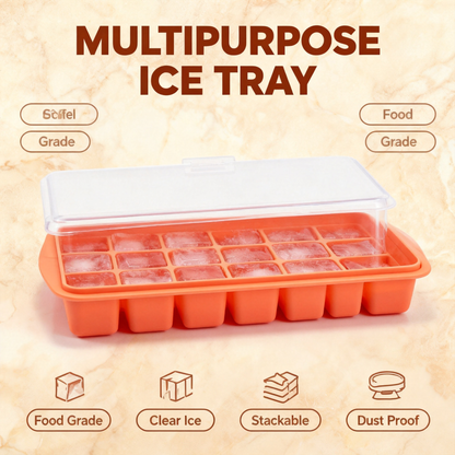 Smart Silicone Ice Cube Tray with Lid Leakproof Freezer Storage Mold for Ice, Baby Food, Meal Prep & More