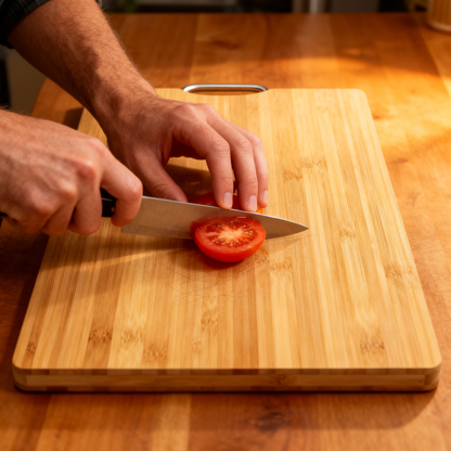 🌿 Natural Bamboo Cutting Board — Elegant Wooden Kitchen Essential For Food Preparation
