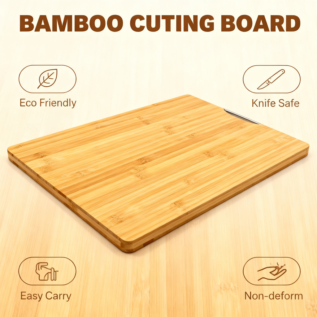 🌿 Premium Bamboo Cutting Board – Natural Kitchen Essential for Chopping, Serving & Everyday Cooking