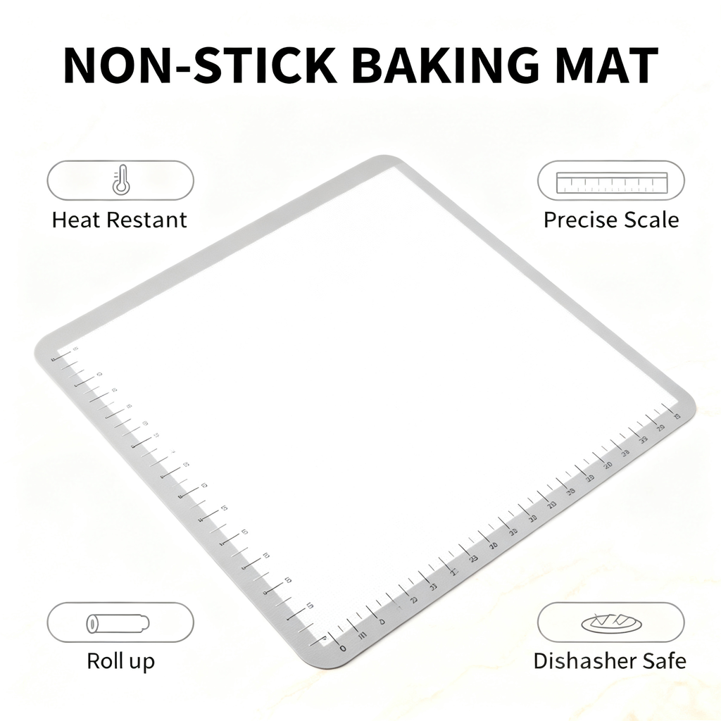 ✨ Multi-Purpose Silicone Pastry Mat – Non-Slip Baking Work Surface with Measurement Guide for Perfect Dough Preparation
