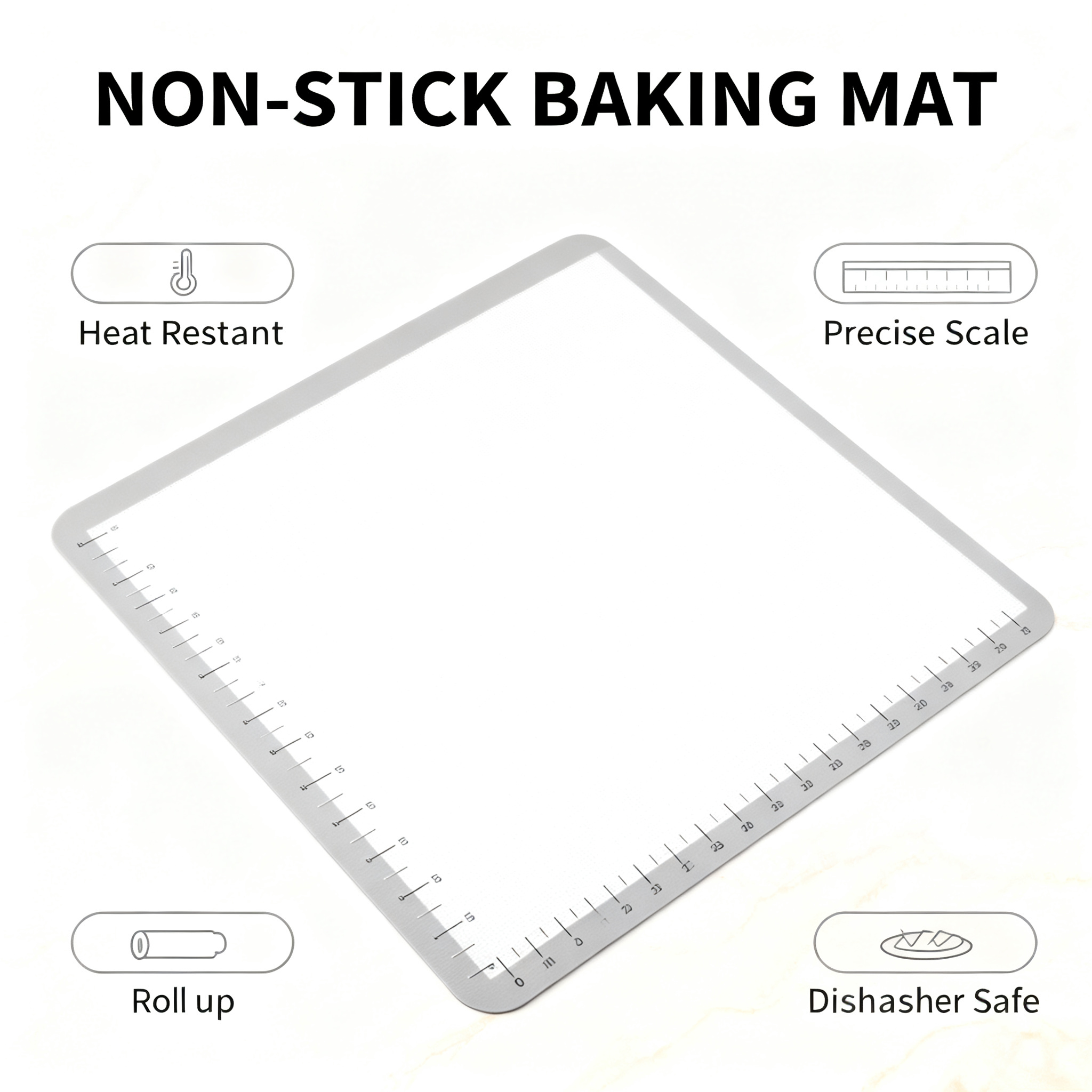 ✨ Multi-Purpose Silicone Pastry Mat – Non-Slip Baking Work Surface with Measurement Guide for Perfect Dough Preparation