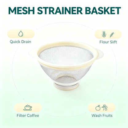 🍜 Multi-Purpose Stainless Steel Strainer Basket – Fine Mesh Filtering Tool for Easy Washing, Draining & Cooking Preparation