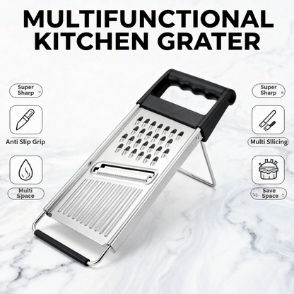 🧀 Multi-Function Stainless Steel Grater & Slicer – The Ultimate Kitchen Tool for Slicing, Shredding & Food Preparation