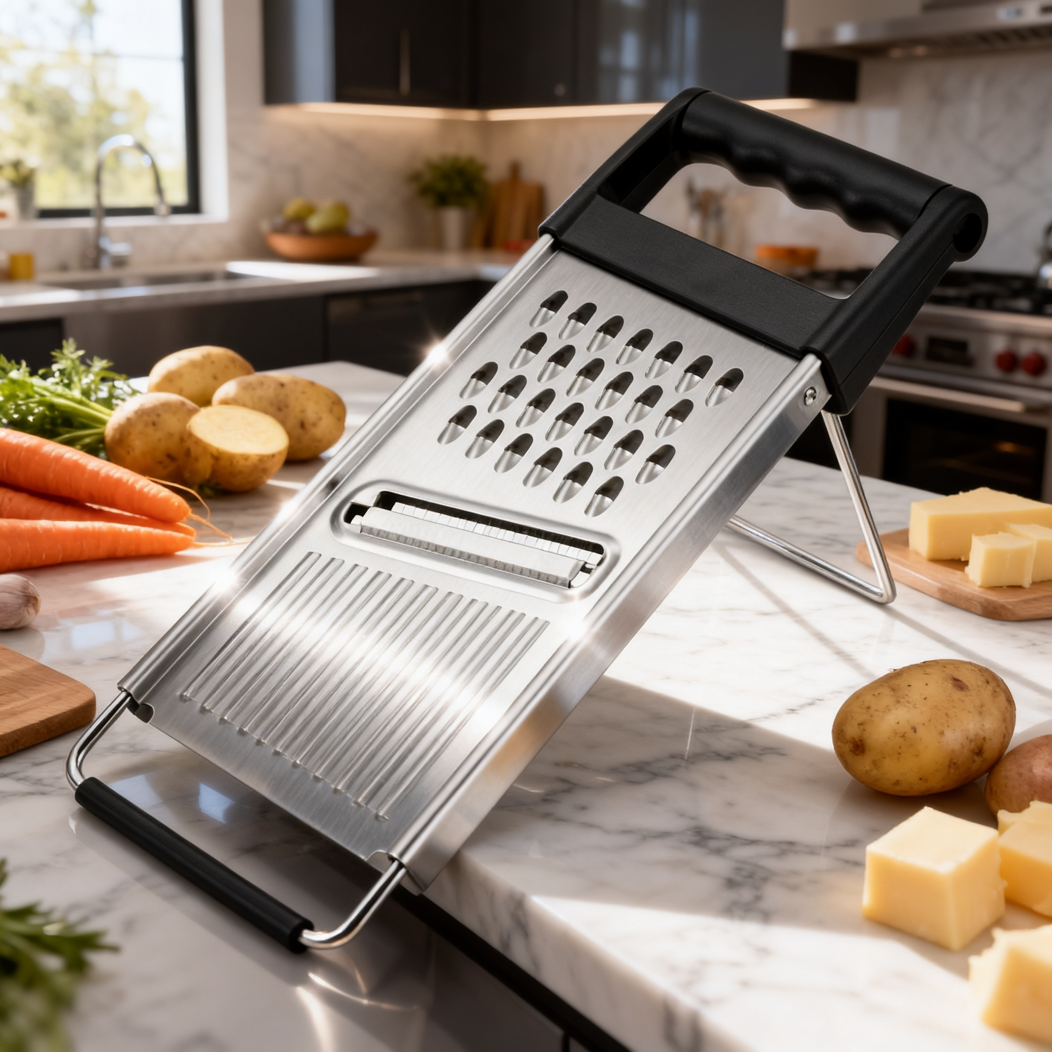 🧀 Multi-Function Stainless Steel Grater & Slicer – The Ultimate Kitchen Tool for Slicing, Shredding & Food Preparation