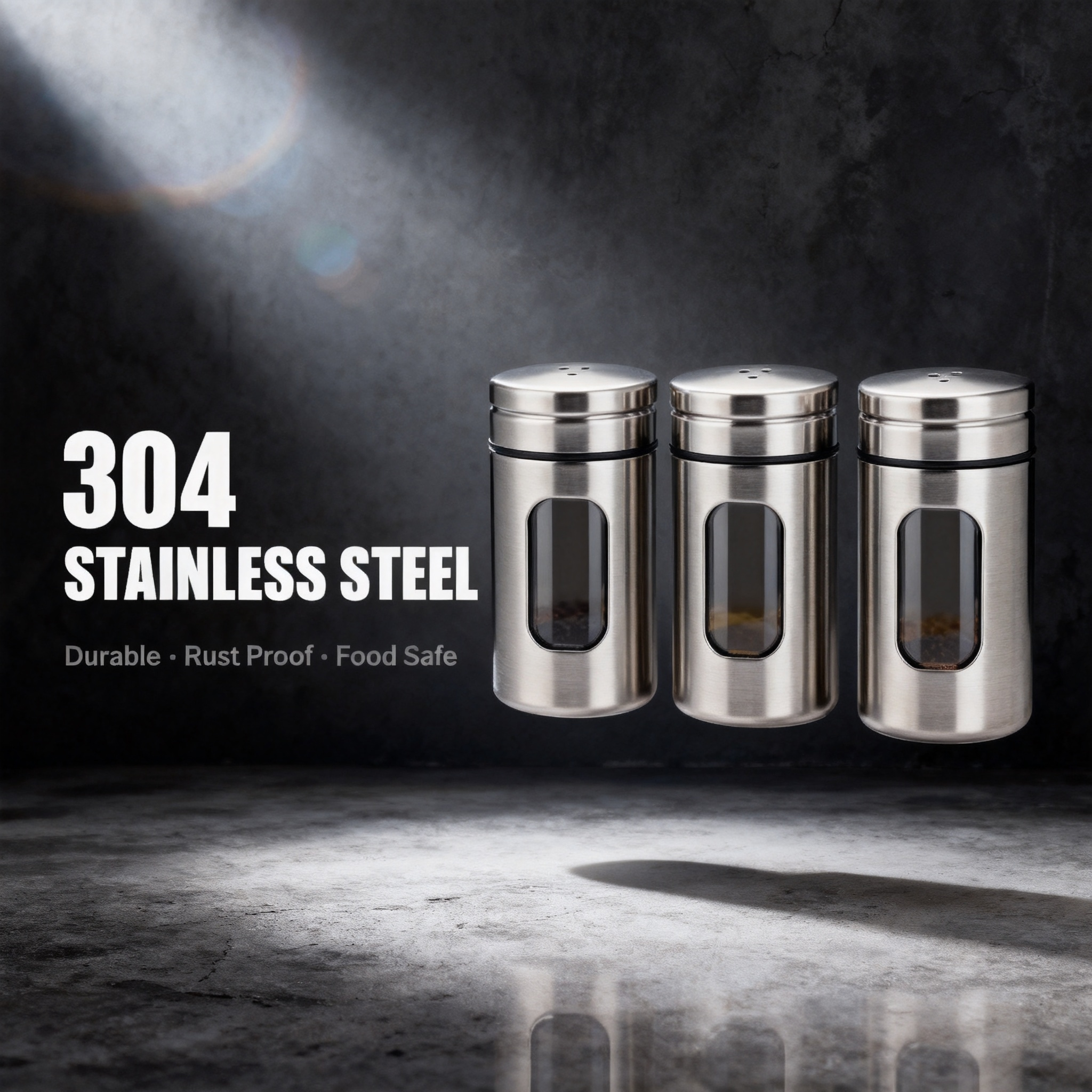 ✨ Stainless Steel Spice Jar Set – Keep Your Kitchen Organized & Your Ingredients Fresh 🧂