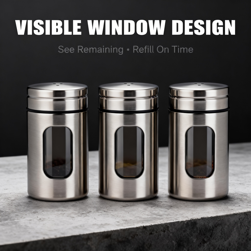 ✨ Stainless Steel Spice Jar Set – Keep Your Kitchen Organized & Your Ingredients Fresh 🧂