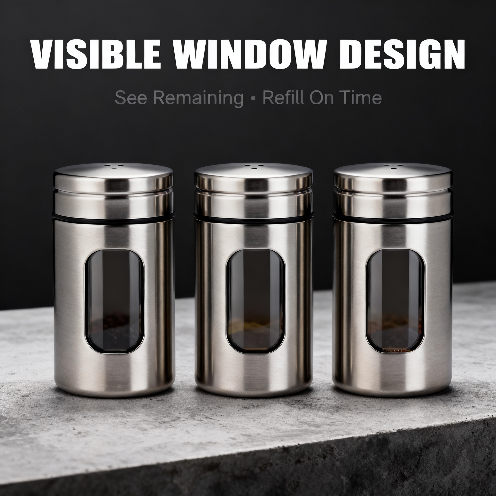 ✨ Stainless Steel Spice Jar Set – Keep Your Kitchen Organized & Your Ingredients Fresh 🧂