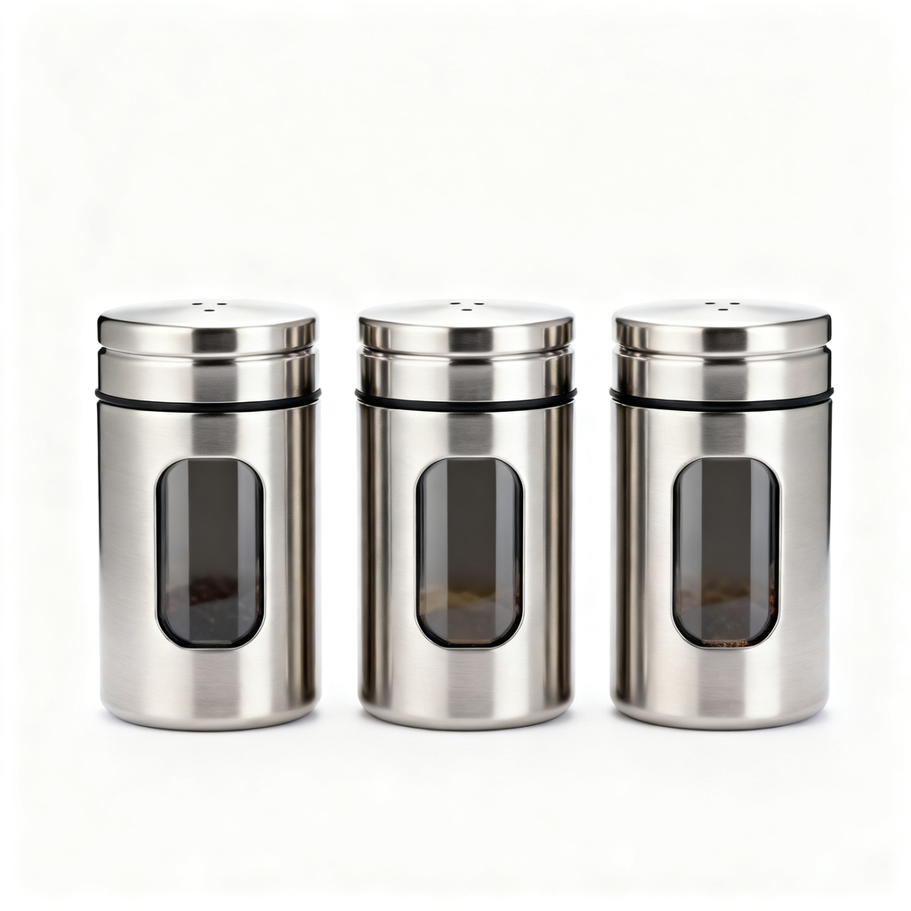 ✨ Stainless Steel Spice Jar Set – Keep Your Kitchen Organized & Your Ingredients Fresh 🧂