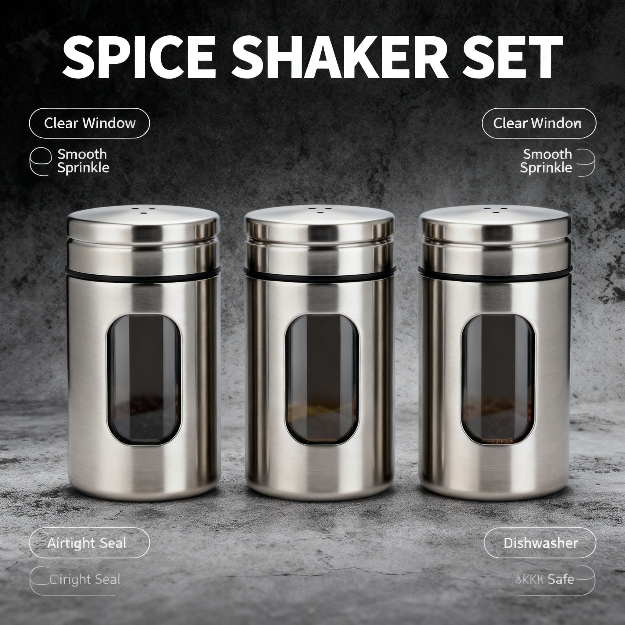 ✨ Stainless Steel Spice Jar Set – Keep Your Kitchen Organized & Your Ingredients Fresh 🧂