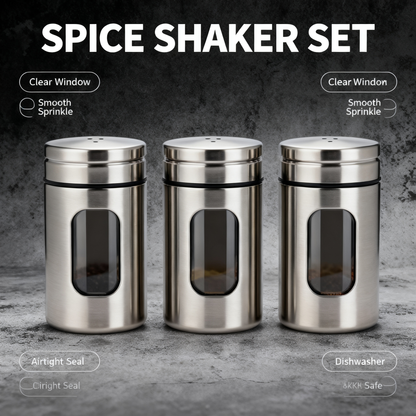 ✨ Stainless Steel Spice Jar Set – Keep Your Kitchen Organized & Your Ingredients Fresh 🧂